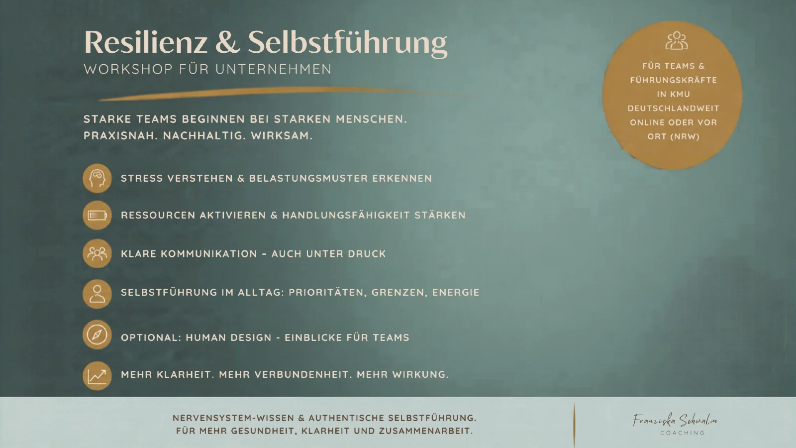 Resilienz & Selbstführung – Workshop für Unternehmen von Franziska Schwalm
